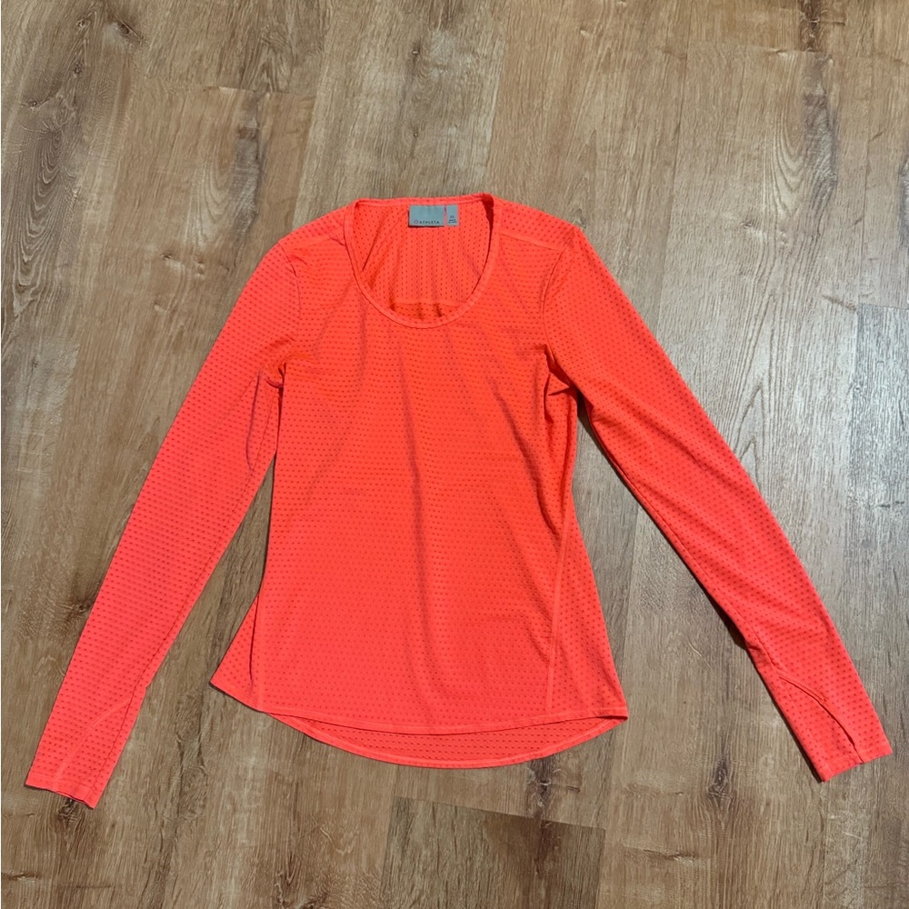 Athleta Orange Fitted Blouse